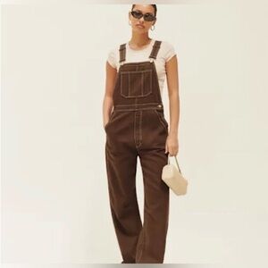 Reformation Milo Overalls in Brown